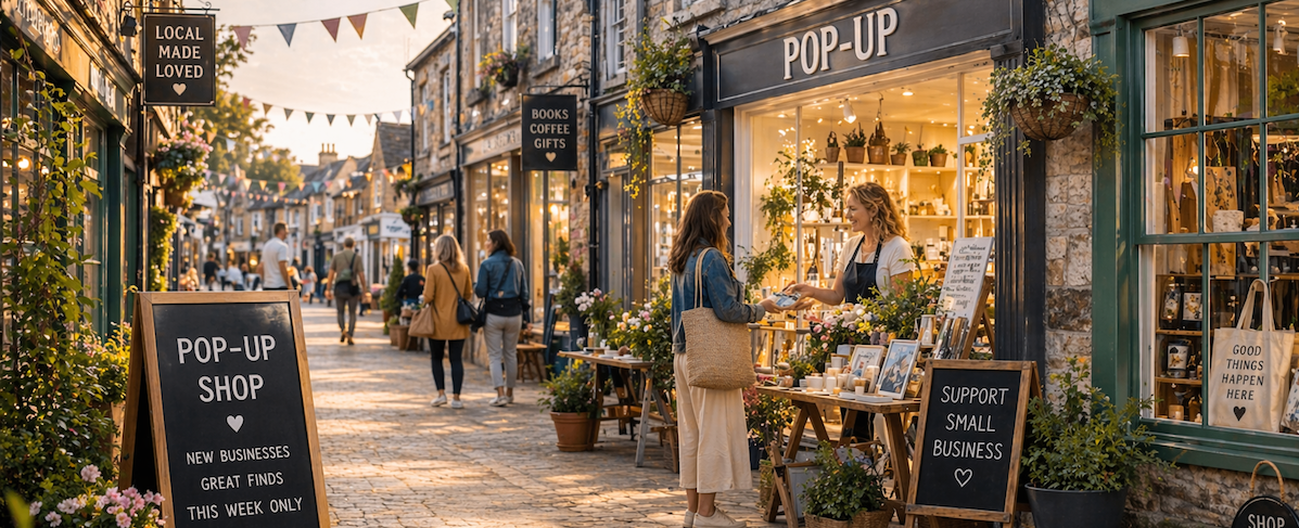 An AI Image of the high with pop-up shops